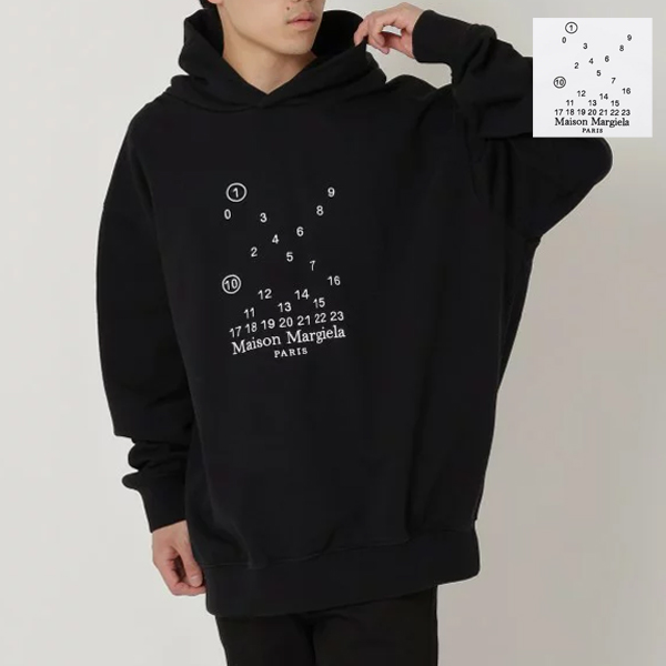 Maison Margiela（メゾンマルジェラ）のパーカーが入荷しました&star;ランダムにちりばめたカレンダープリントがおしゃれなパーカー。ゆったりとしたシルエットがトレンド感を高めつつ