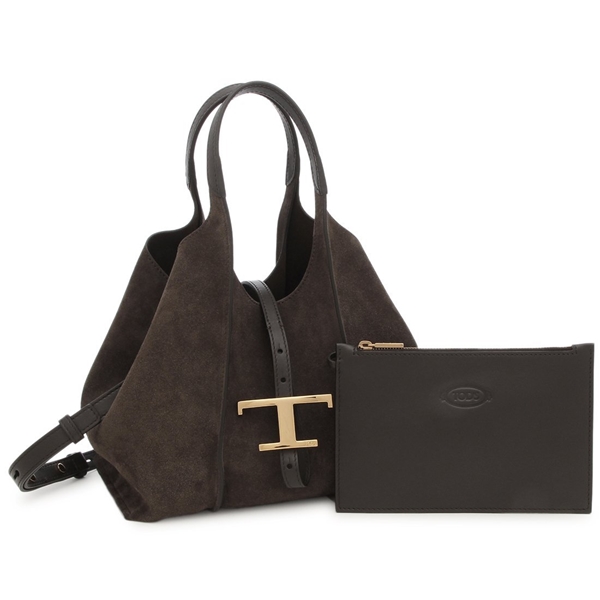 トッズ ハンドバッグ ショルダーバッグ T タイムレス スエード ショッピング ミニ ブラウン レディース TOD'S XBWTSBA9100 P3A S808