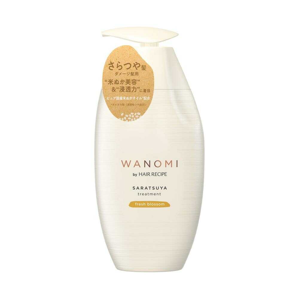 和の実byヘアレシピさらつやトリートメントさらつや髪ダメージ髪用●ピュア国産の米ぬかオイル（コメヌカ油…浸透性ツヤ成分）とアミノ酸（ヒスチジン…浸透性保湿成分）を配合●爽やかな花々の香り●サルフェート