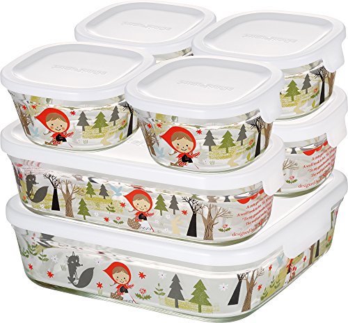 iwaki(イワキ) 耐熱ガラス 保存容器 シンジカトウ precious red hood 7個セット パック＆レンジ・・・