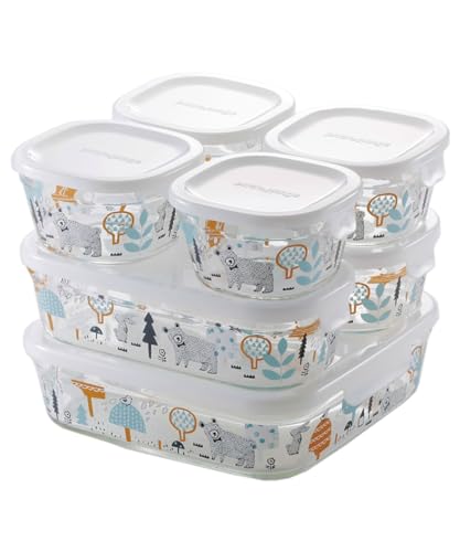 iwaki(イワキ) 耐熱ガラス 密閉容器 シンジカトウ 森の中で システムセット パック＆レンジ PS-PRNSNE7