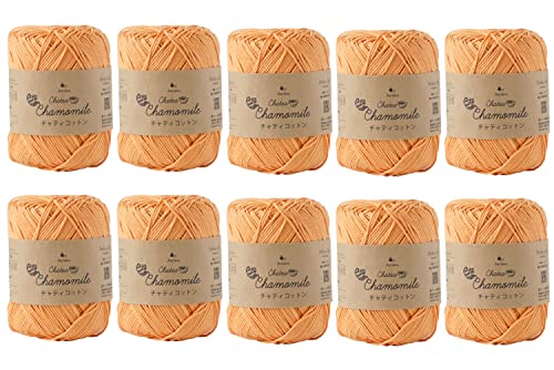 原ウール 毛糸 チャティコットン 中細 20g(約48m) 綿100% 10玉セット 6.オレンジ
