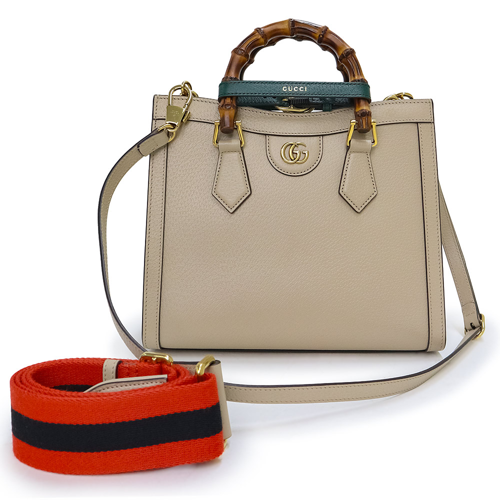 （未使用 展示品）グッチ GUCCI ダイアナ ミディアム トート 3way ショルダー ハンドバッグ 斜め掛け バンブー カーフスキン レザー ベ