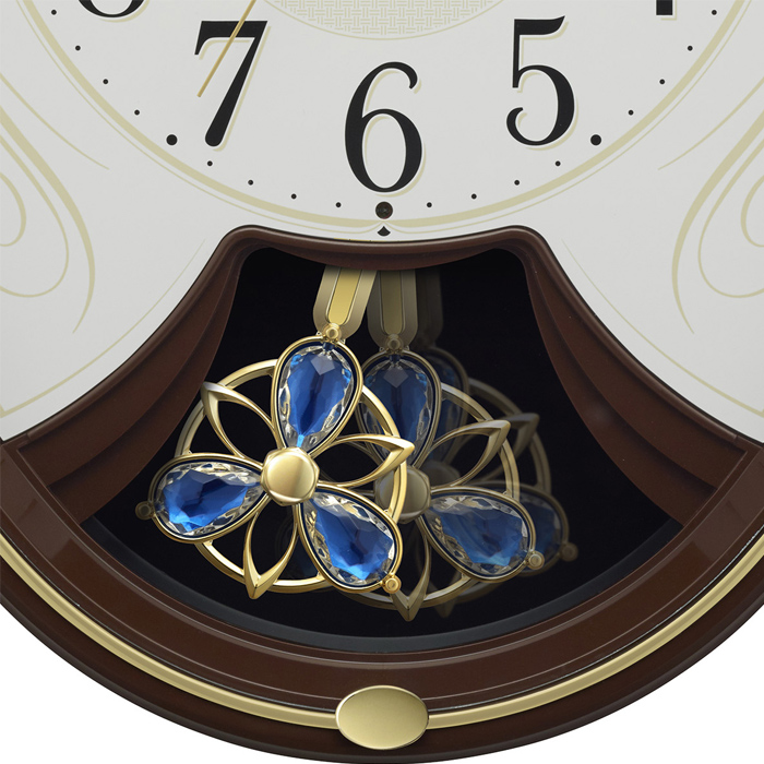 リズム 電波時計 掛け時計 スモールワールドリリィN 4MN554RH06 茶色