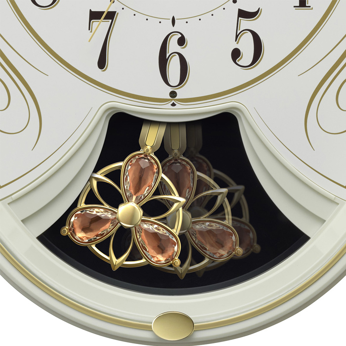 リズム 電波時計 掛け時計 スモールワールドリリィN 4MN554RH10 アイボリー