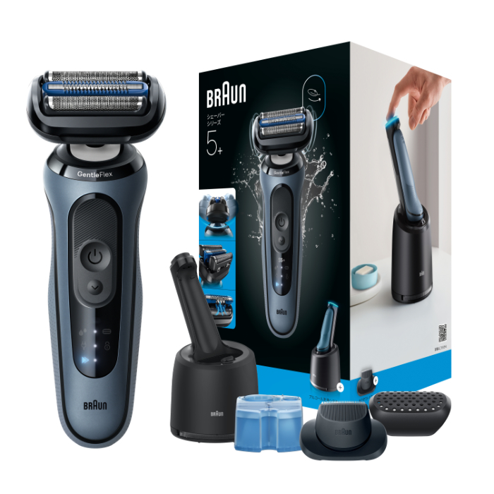ブラウン メンズシェーバー 3枚刃 シリーズ5+ アルコール洗浄システム付 53-A72000CC アズールブルー