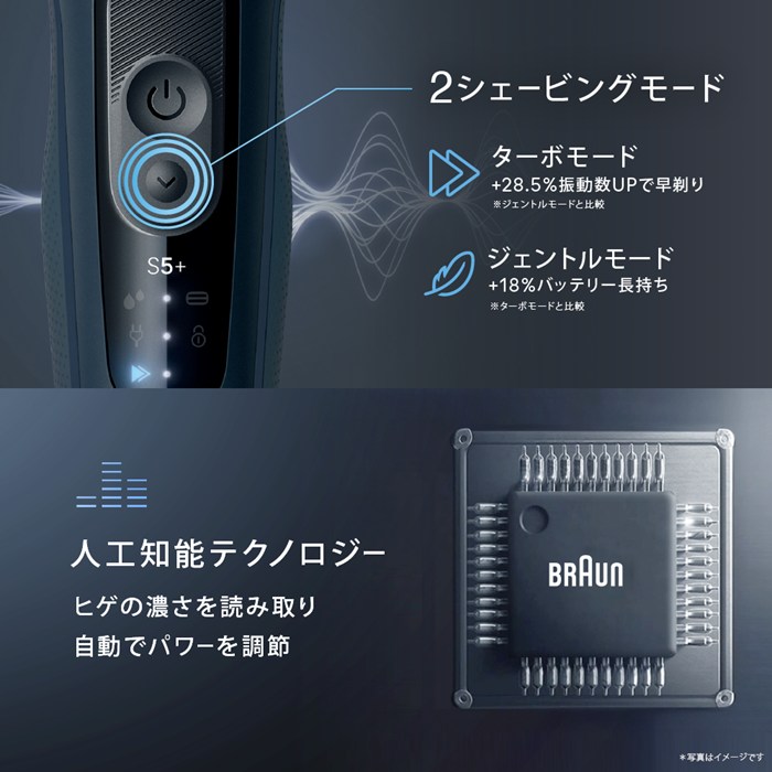ブラウン メンズシェーバー 3枚刃 シリーズ5+ アルコール洗浄システム付 53-A72000CC アズールブルー