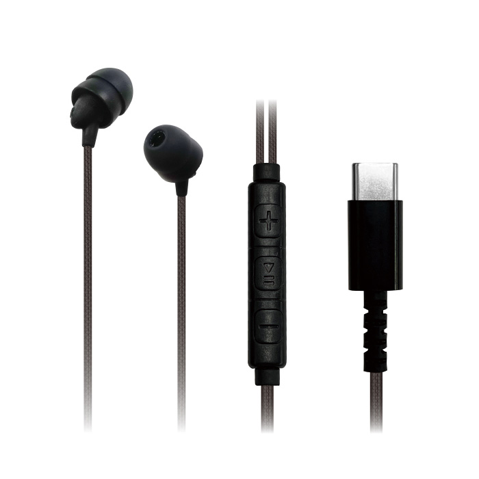 カシムラ 寝ながらイヤホン Type-C 強靭 リモコンマイク付き AE-229