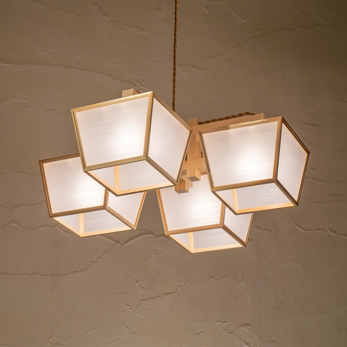 ペンダントライト AP881-A コンビネーションランプ シャンデリア 升 shou ホワイトフォール ペンダントライト 新洋電気 和風照明 和室 おしゃれ