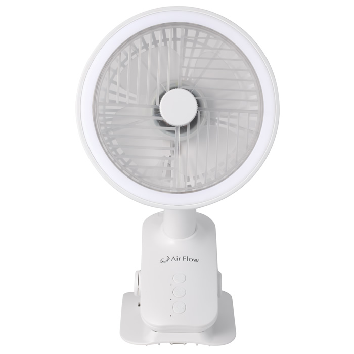 エアフロー 扇風機 AirFlow AWCL904LED-WH 卓上クリップファンLEDライト付きホワイト