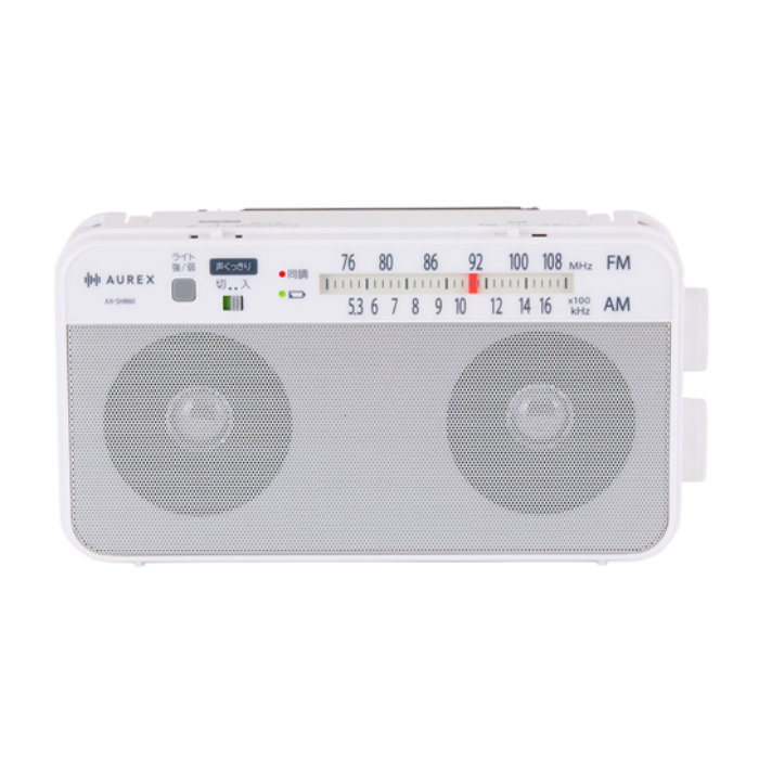 東芝 ホームラジオ AX-SHR60-W ホワイト LEDライト付き ワイドFM 肩ベルト付き
