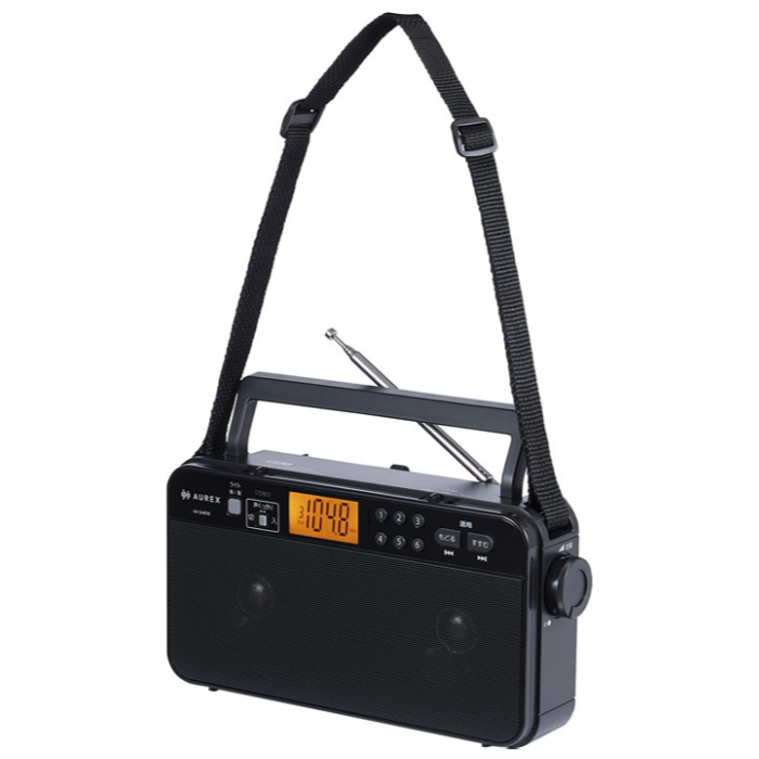 東芝 AM FM ホームラジオ AUREX LEDライト付き デカ文字 バックライト液晶 AX-SHR70-K ブラック