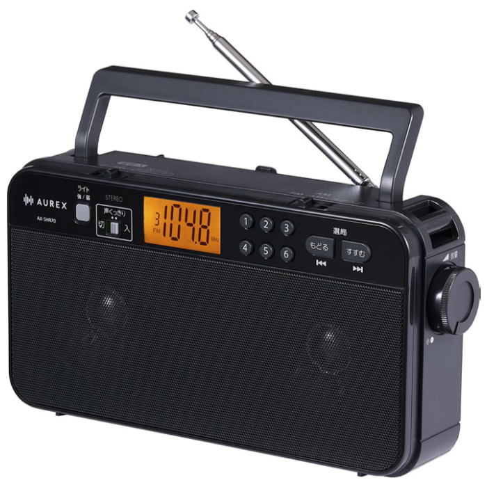 東芝 AM FM ホームラジオ AUREX LEDライト付き デカ文字 バックライト液晶 AX-SHR70-K ブラック