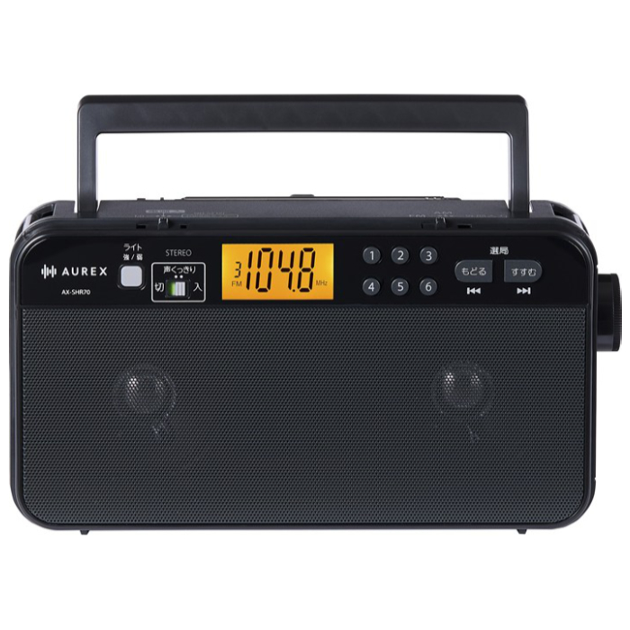 東芝 AM FM ホームラジオ AUREX LEDライト付き デカ文字 バックライト液晶 AX-SHR70-K ブラック