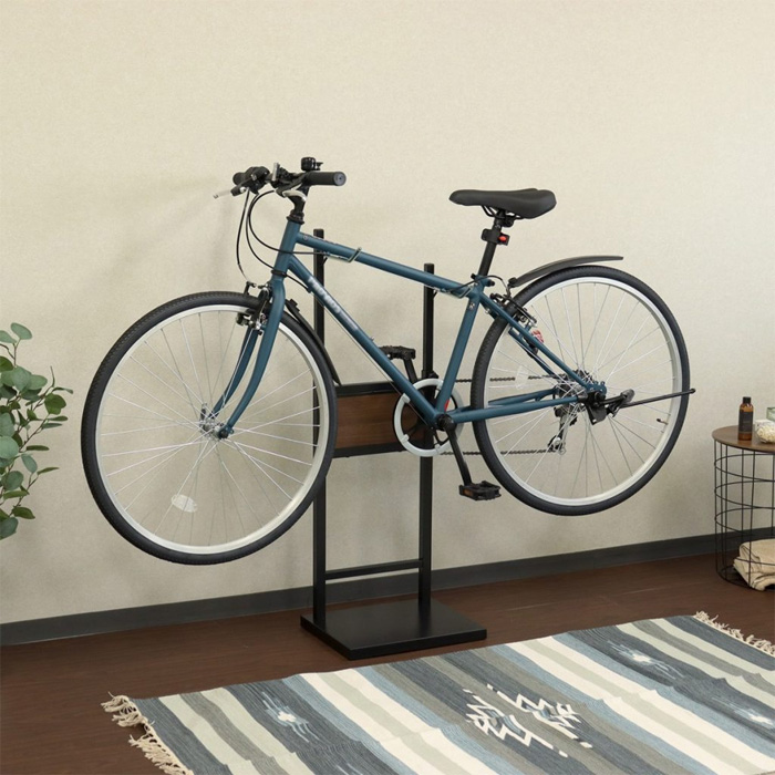 MOJYU 自転車スタンド Lex レック 1台用 室内保管用 BCD-001 ブラック/ブラウン木目 モジュ