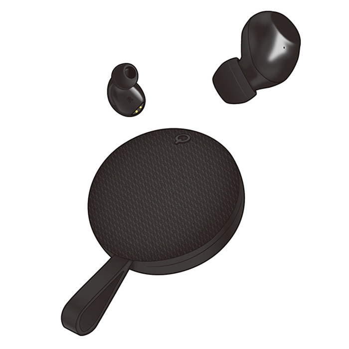 カシムラ 2in1 完全ワイヤレス ステレオイヤホン & スピーカー BK BL-129