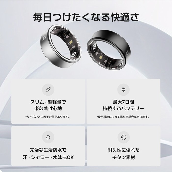 b.ring ブリング 正規販売店 AIスマートリング 8サイズ チタニウム G1S サイズ計測キット付き BS086TNBKRNG2-SET ブラック