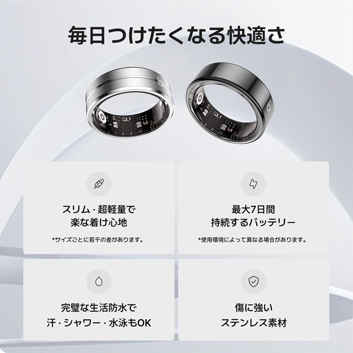 b.ring ブリング 正規販売店 AIスマートリング 12サイズ ステンレススチール G1S サイズ計測キット付き BS126SBKRNG2-SET ブラック
