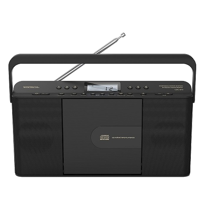 WINTECH デュアルアラーム機能搭載スリムCDクロックラジオ CDC-810K ブラック