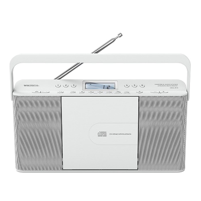 WINTECH デュアルアラーム機能搭載スリムCDクロックラジオ CDC-810W ホワイト