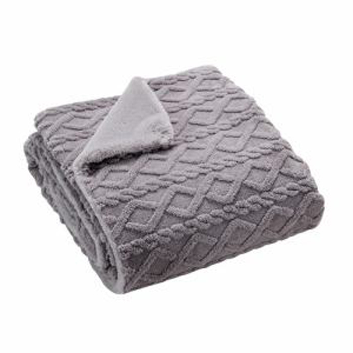 広電 電気掛け敷毛布 室温センサー機能搭載 グレー 無地 CWB551G-HP 電気毛布 かけしきタイプ もこもこニットジャカード