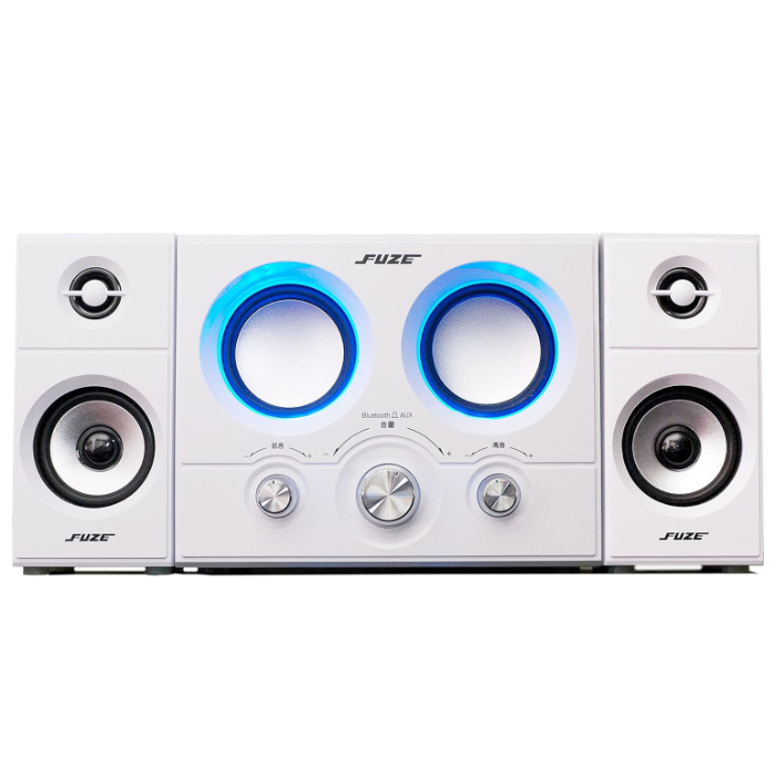 フューズ 2.1ch アンプ内蔵 Bluetoothスピーカー 重低音ダブルウーファー DAS219BT-W ホワイト FUZE