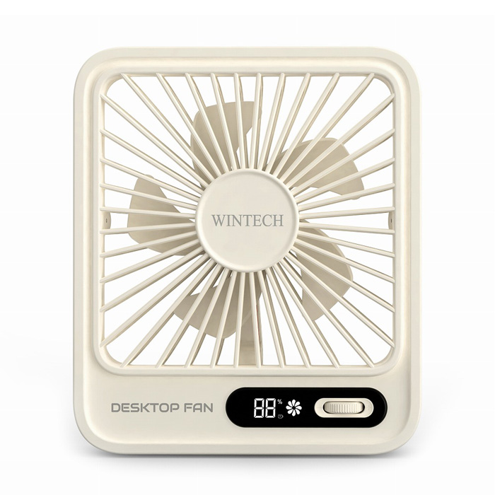 ウィンテック 扇風機 ポータブルデスクトップファン 充電池内蔵 DF-253SQ-SB サンドベージュ WINTECH