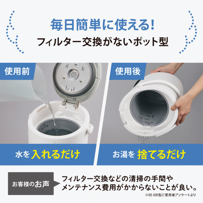 象印 スチーム式加湿器 4.0L 木造8畳 プレハブ13畳 EE-DG50-HA グレー