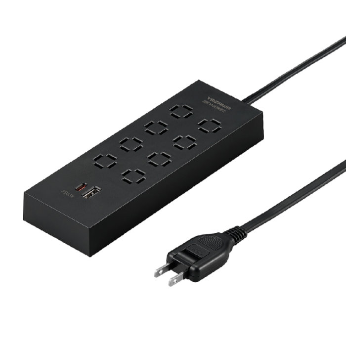 YAZAWA ヤザワ OAタップ コンセント革命8個口 PD33W付 黒 2m H5802PD33BK ブラック ヤザワコーポレーション