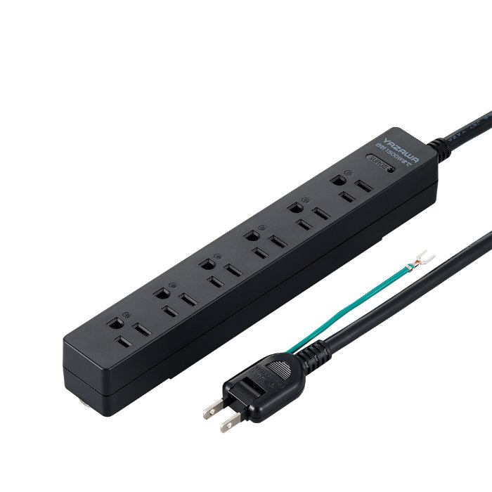 YAZAWA ヤザワ OAタップ 3Pマグネットフック付 タップ 6個口 2m 黒 H5HJKP602BK ブラック ヤザワコーポレーション