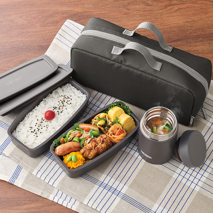 サーモス 真空断熱スープランチセット 200ml ブラックグレー JEH-1000-BKGY
