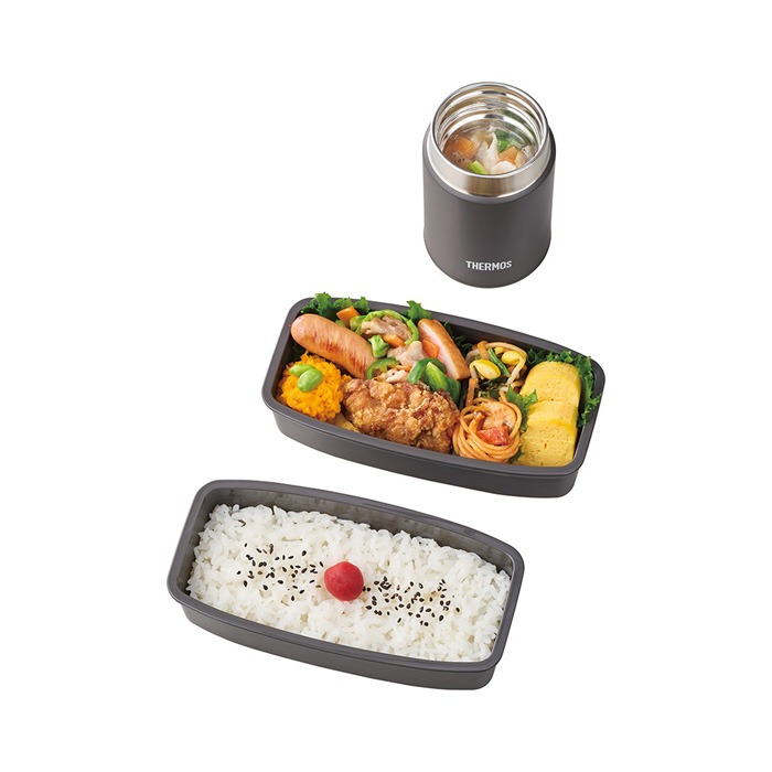 サーモス 真空断熱スープランチセット 200ml ブラックグレー JEH-1000-BKGY