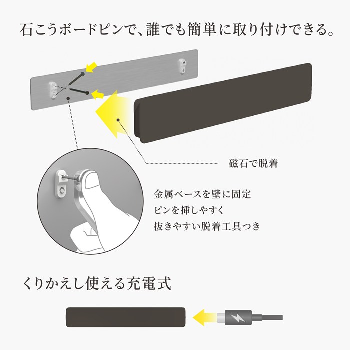 ムサシ 充電式センサーライト 屋内用 下向き照射 かげあかり01シリーズ MODEL01 電球色LED KA-01UZ 梅墨 うめずみ