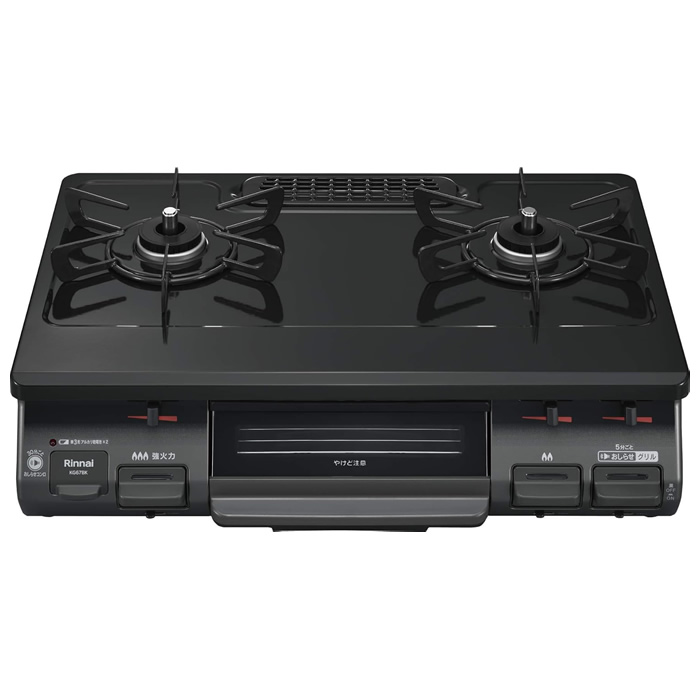 リンナイ ガスコンロ 60cm 水無し片面焼グリル 左強火力 プロパンガス用 ブラック KG67BKL-LPG