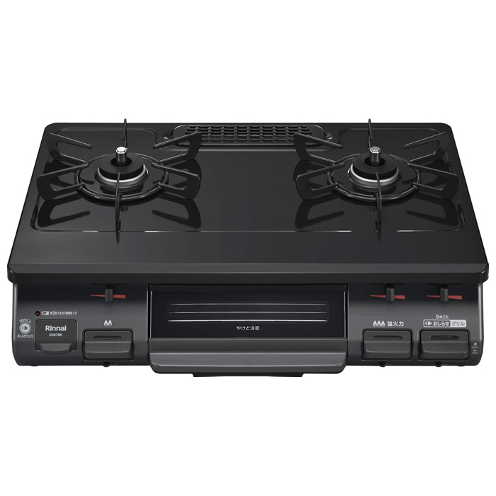 リンナイ ガスコンロ 60cm 水無し片面焼グリル 右強火力 都市ガス用 ブラック KG67BKR-13A