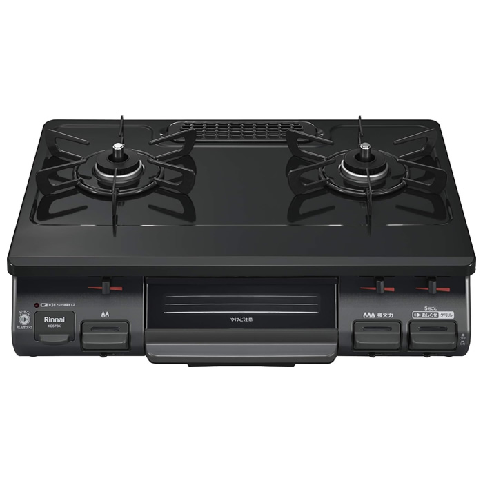 リンナイ ガスコンロ 60cm 水無し片面焼グリル 右強火力 プロパンガス用 ブラック KG67BKR-LPG