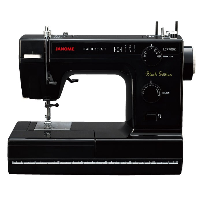 ジャノメ 電動ミシン レザークラフトミシン 厚い生地対応 フットコントローラー式 LC7700K ブラックエディション