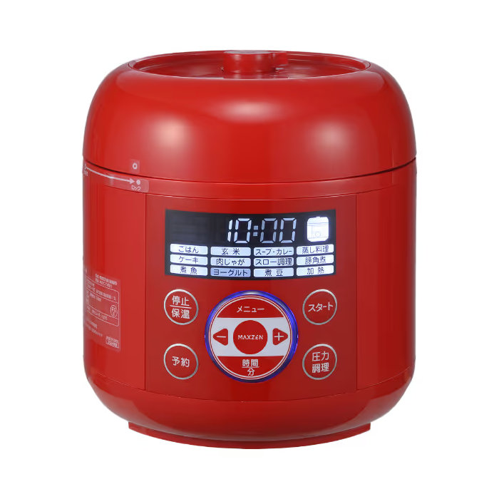 マクスゼン 電気圧力鍋 2L 炊飯器 3合 MEPC-TX301-RD レッド