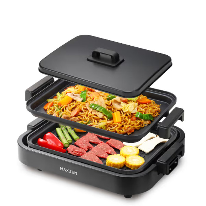 マクスゼン ホットプレート 2プレートモデル 平面 焼肉 MHP120MT201-BK ブラック