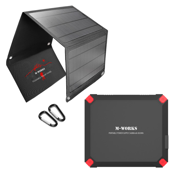 M-WORKS ソーラーパネル&ポータブル電源セット MW-SP8821 ブラック サイエルインターナショナル