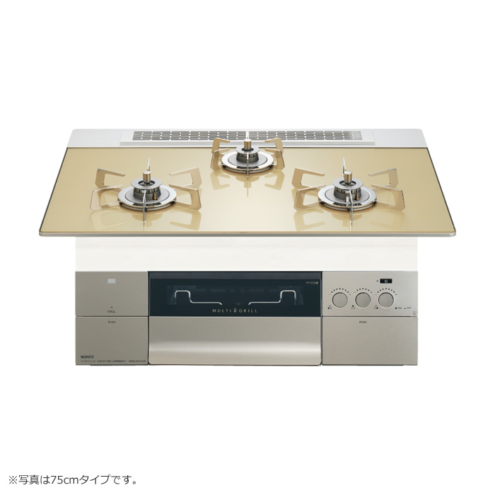 ノーリツ 都市ガス用 60cmビルトインコンロ PROGRE FLAT シャンパンゴールド N3S22PWASFSTESC-13A
