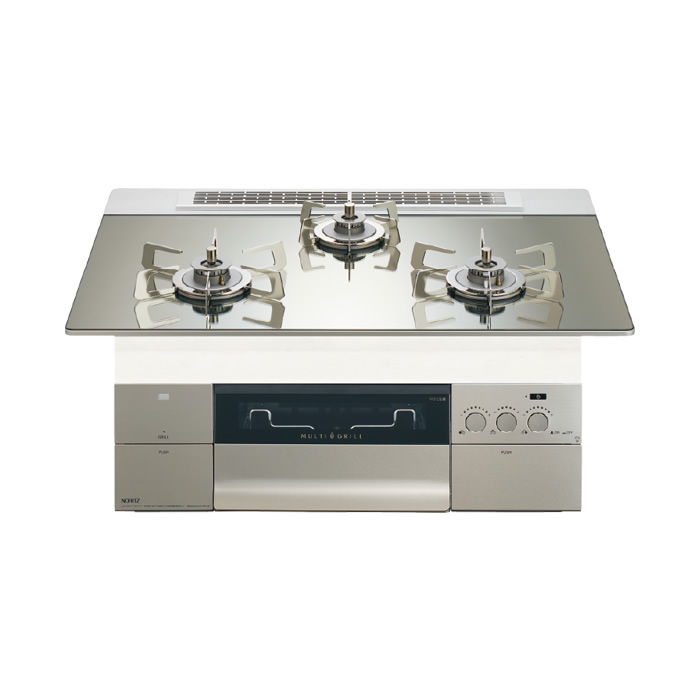 ノーリツ プロパンガス用 75cm天板ビルトインコンロ PROGRE FLAT プラチナシルバー N3S23PWASKSTESC-LPG
