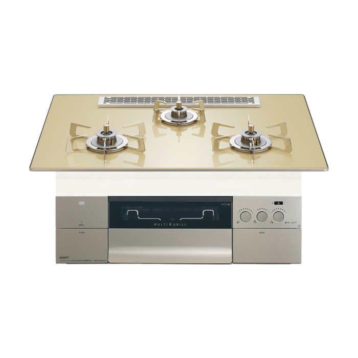 ノーリツ 都市ガス用 75cm天板ビルトインコンロ PROGRE S・FLAT シャンパンゴールド N3S25PWASFSTESC-13A