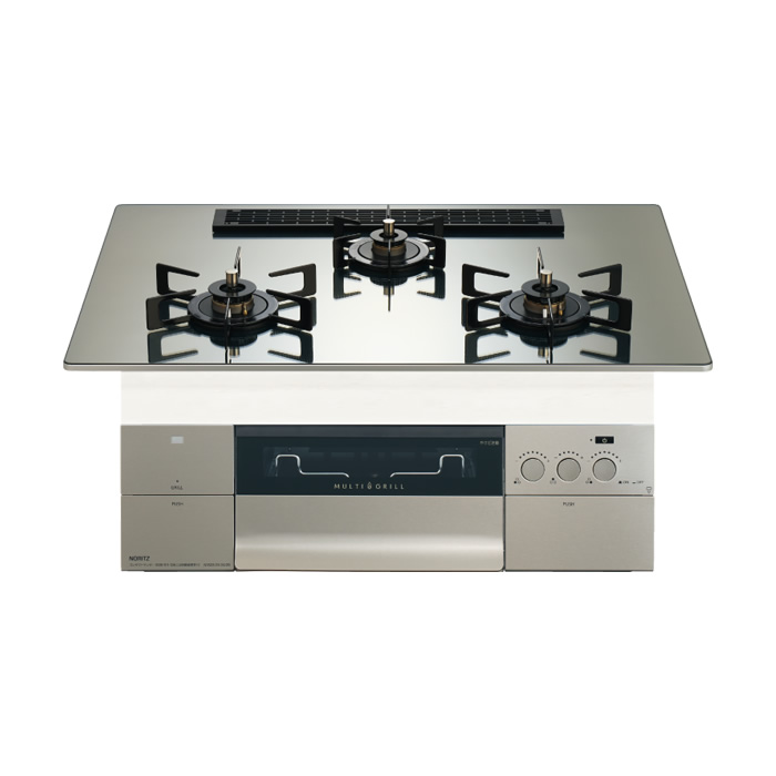 ノーリツ プロパンガス用 75cm天板ビルトインコンロ PROGRE S・FLAT プラチナシルバー N3S25PWASKSTEC-LPG
