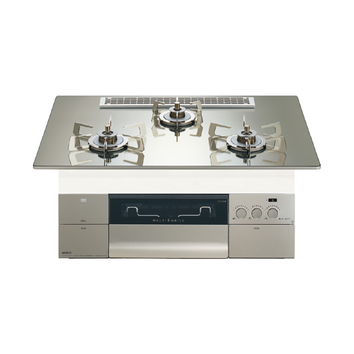 ノーリツ 都市ガス用 75cm天板ビルトインコンロ PROGRE S・FLAT プラチナシルバー N3S25PWASKSTESC-13A