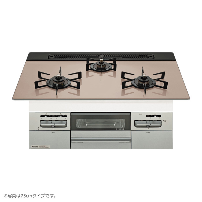 ノーリツ プロパンガス用 60cm天板ビルトインコンロ Mikke ミッケ N3WV6RWAP3SIEC-LPG シルバーピンク