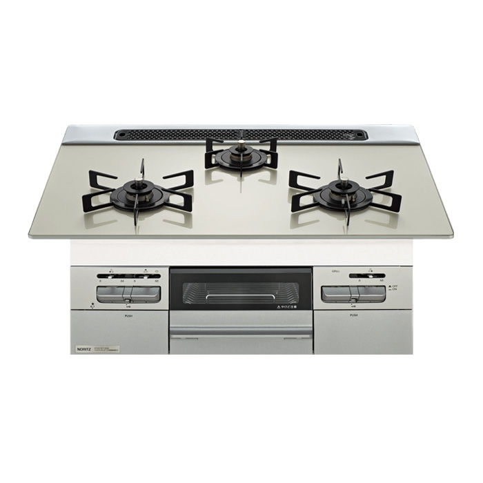 ノーリツ 都市ガス用 75cm天板ビルトインコンロ Mikke ミッケ N3WV7RWAP2SIC-13A ムーンシルバー