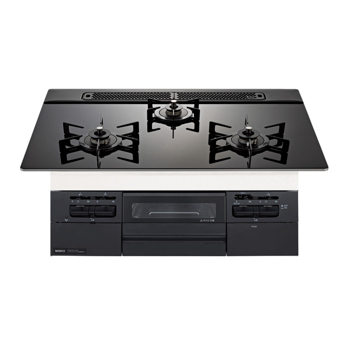 ノーリツ 都市ガス用 75cm天板ビルトインコンロ Fami ファミ N3WV7RWTP1-13A ブラック