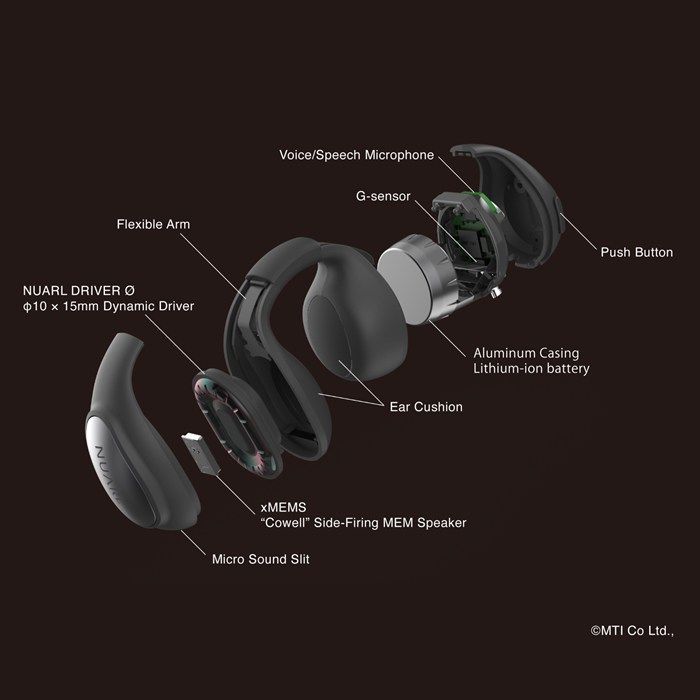 NUARL 完全ワイヤレスイヤホン イヤーカフ型 νClip ニュークリップ AI翻訳 NVCE01-NB ナチュラルブラック