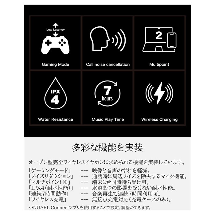 NUARL イヤーカフ型 ワイヤレスイヤホン νClip Standard Edition ニュークリップ NVCSE-NB ナチュラルブラック
